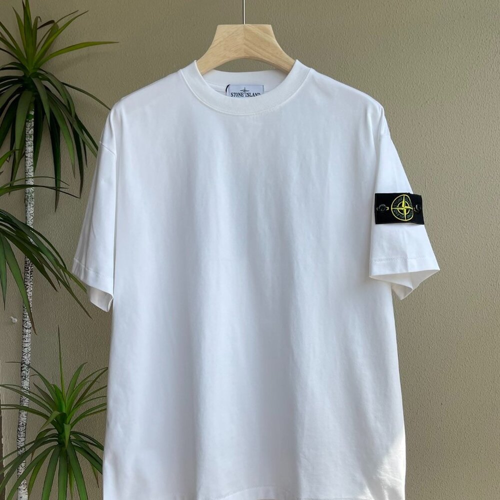 Stone Island basic solid color round leader badge short-sleeved T-shirt